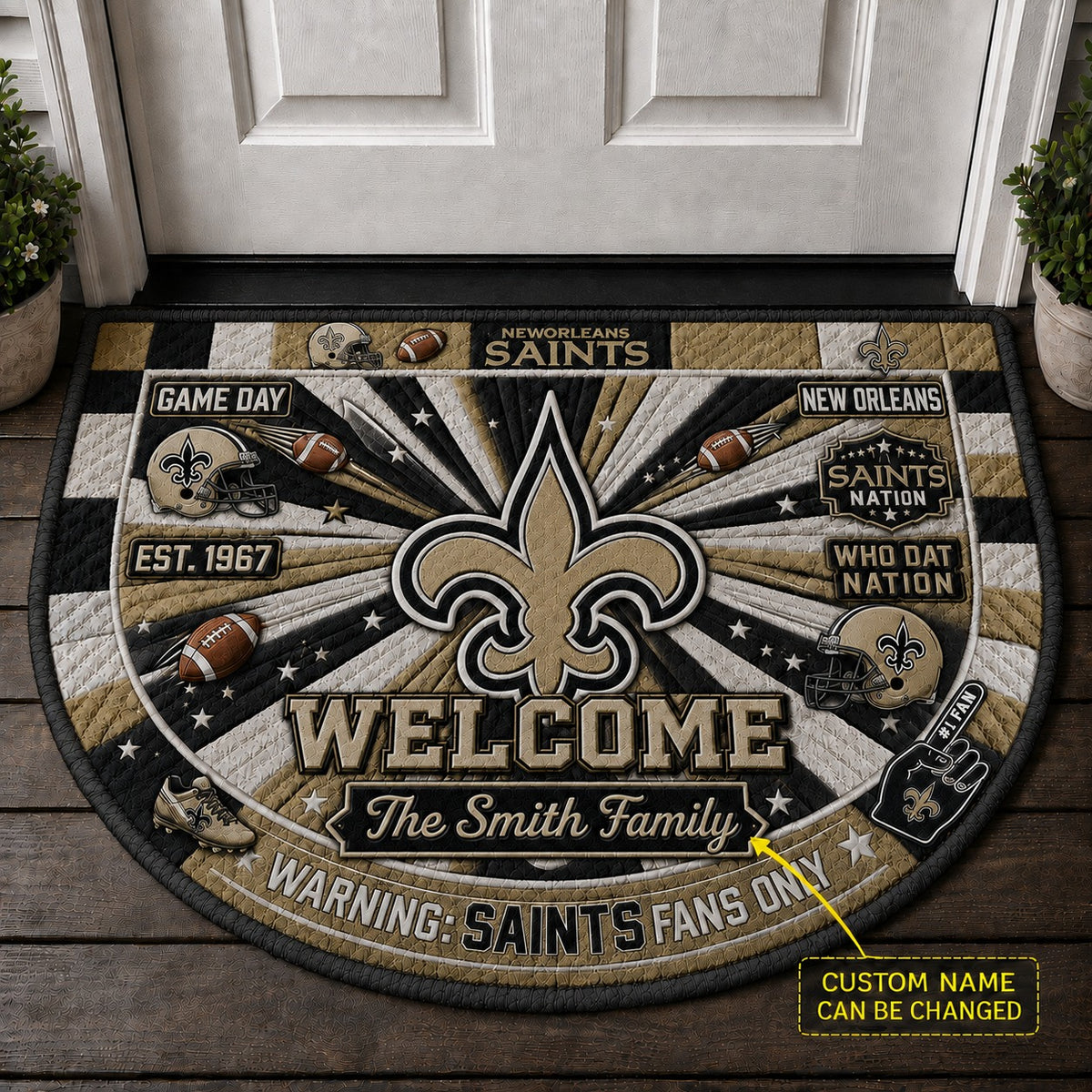 Official-Inspired Football Fan Custom Premium Welcome Mat – Personalized Doormat