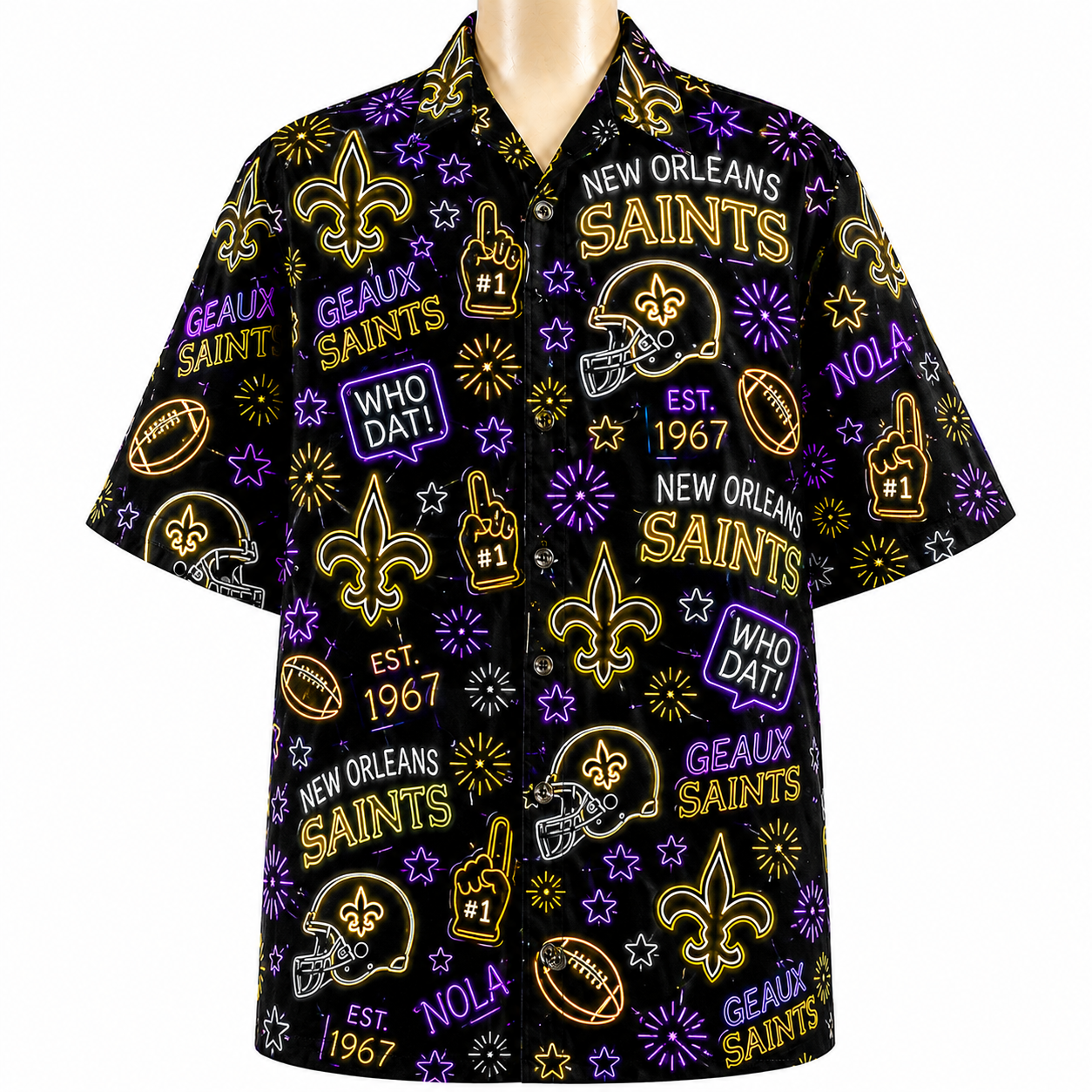 All Football Teams Neon Vibe Summer Button-Up Unisex Hawaiian Shirt For Men and Women