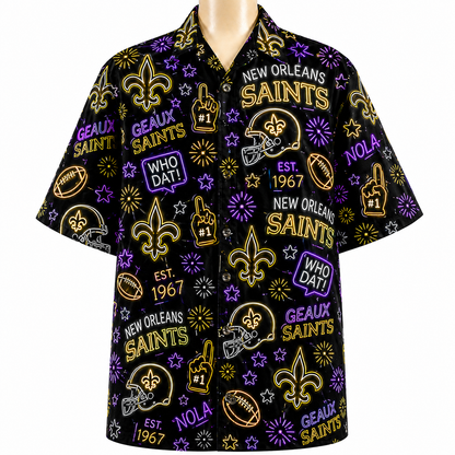 All Football Teams Neon Vibe Summer Button-Up Unisex Hawaiian Shirt For Men and Women