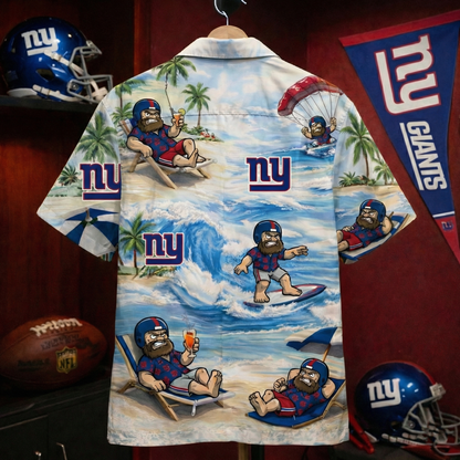 Camisa Hawaiana Unisex NYG Football Mascot Beach Viber Para Hombres y Mujeres