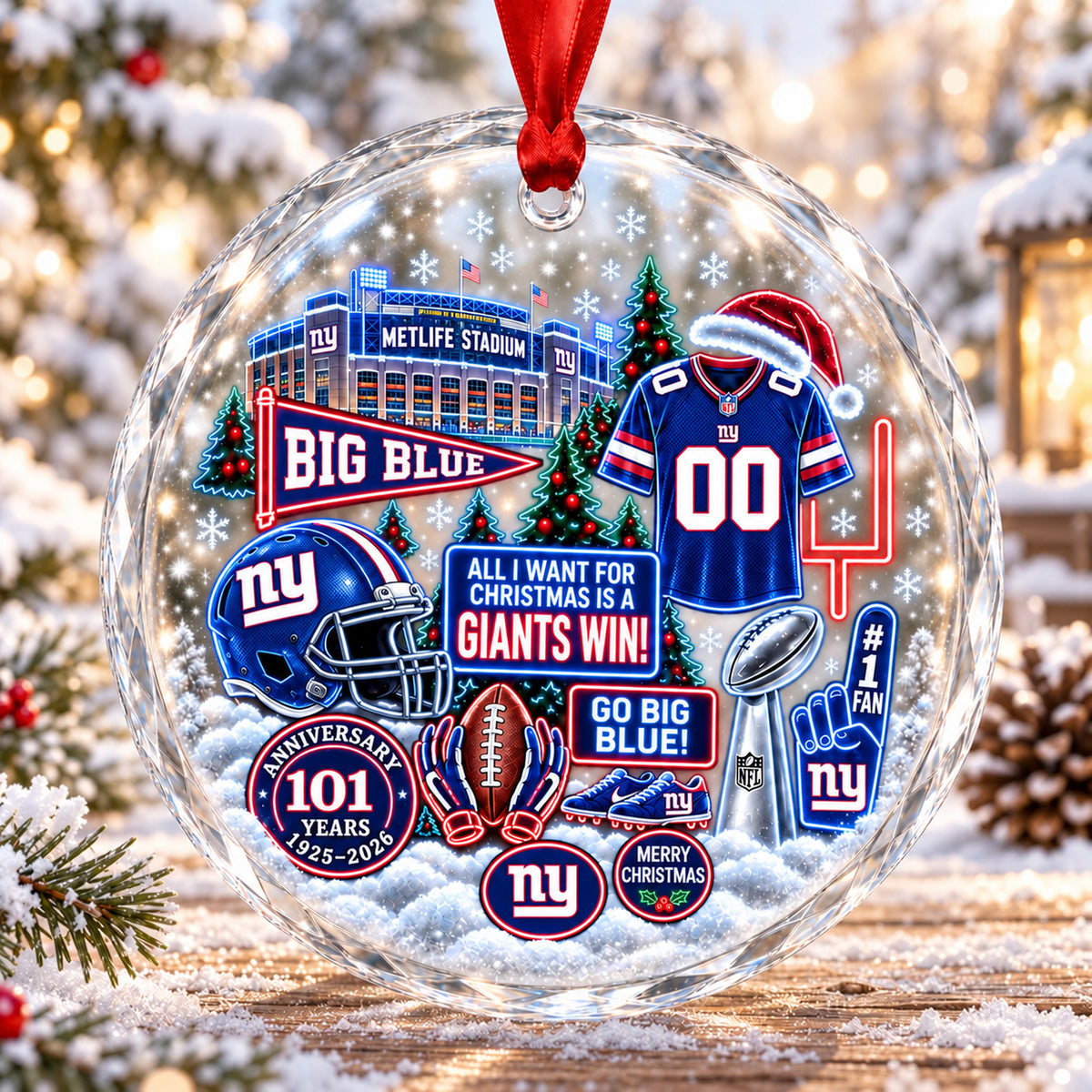 All Football Teams Christmas Stadium Snow Vibe Glass Ornament With Gift Box - 5to9vibe