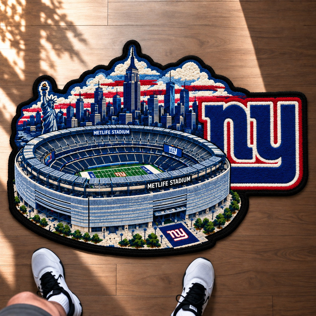 All Football Teams Logo Stadium Area Baseball Fan Custom Shape Rug Print Premium Welcome Mat Washable Black Border Personalized Football Custom Shape Rug