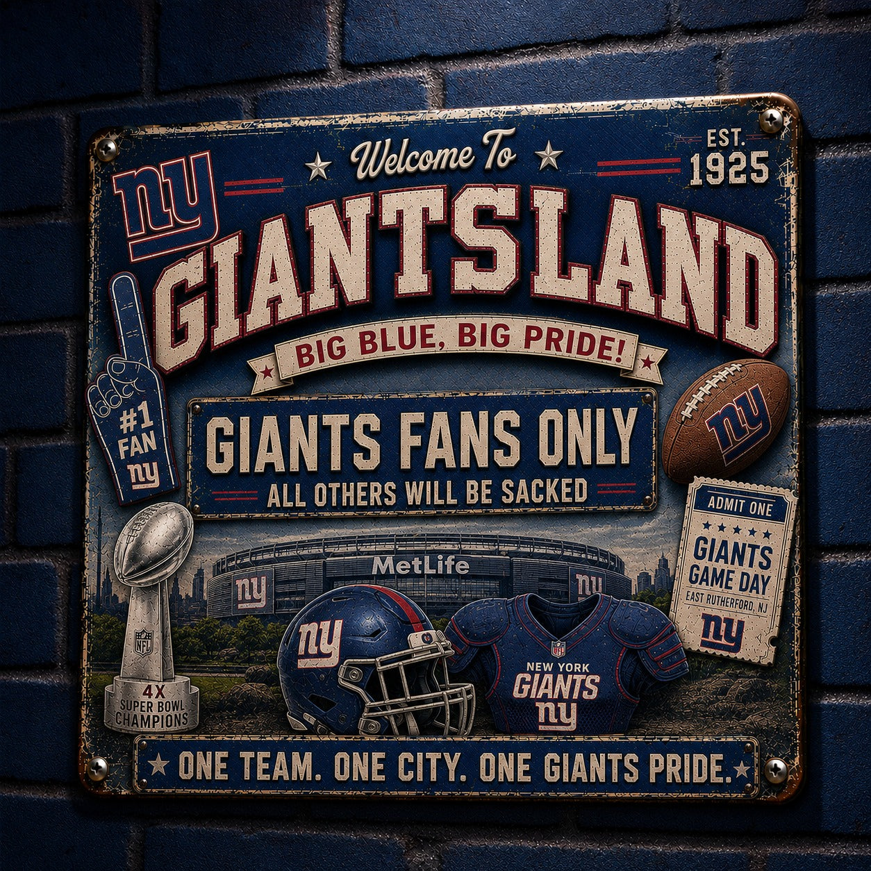 All Football Fans Teams Rustic Only Vintage Metal Sign - 5to9vibe
