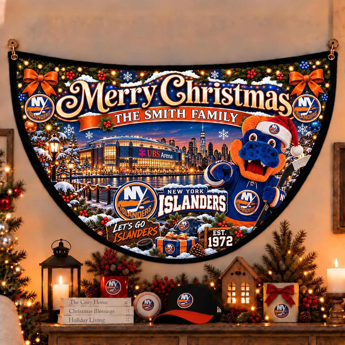 All Hockey Teams Personalized Christmas Night Bunting Flag - 5to9vibe