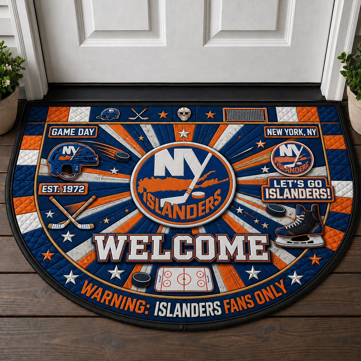 Hockey All Teams Custom Quilted Print Premium Welcome Mat – Personalized Baseball Doormat