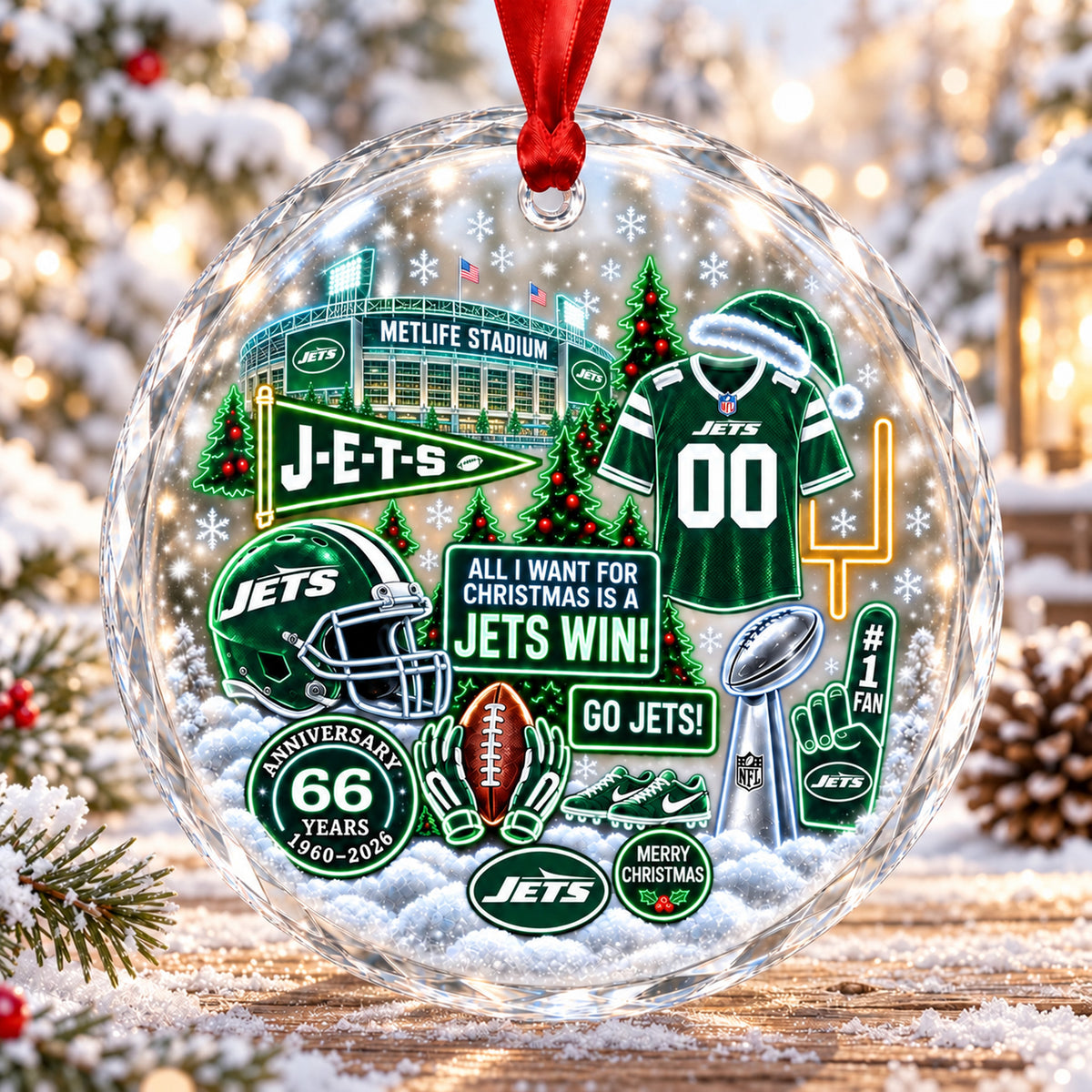 All Football Teams Christmas Stadium Snow Vibe Glass Ornament With Gift Box - 5to9vibe
