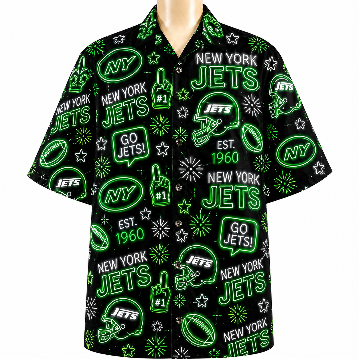 All Football Teams Neon Vibe Summer Button-Up Unisex Hawaiian Shirt For Men and Women