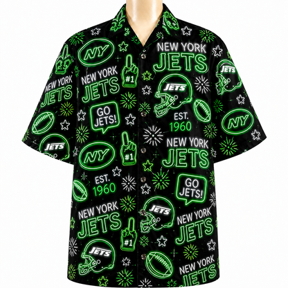 All Football Teams Neon Vibe Summer Button-Up Unisex Hawaiian Shirt For Men and Women