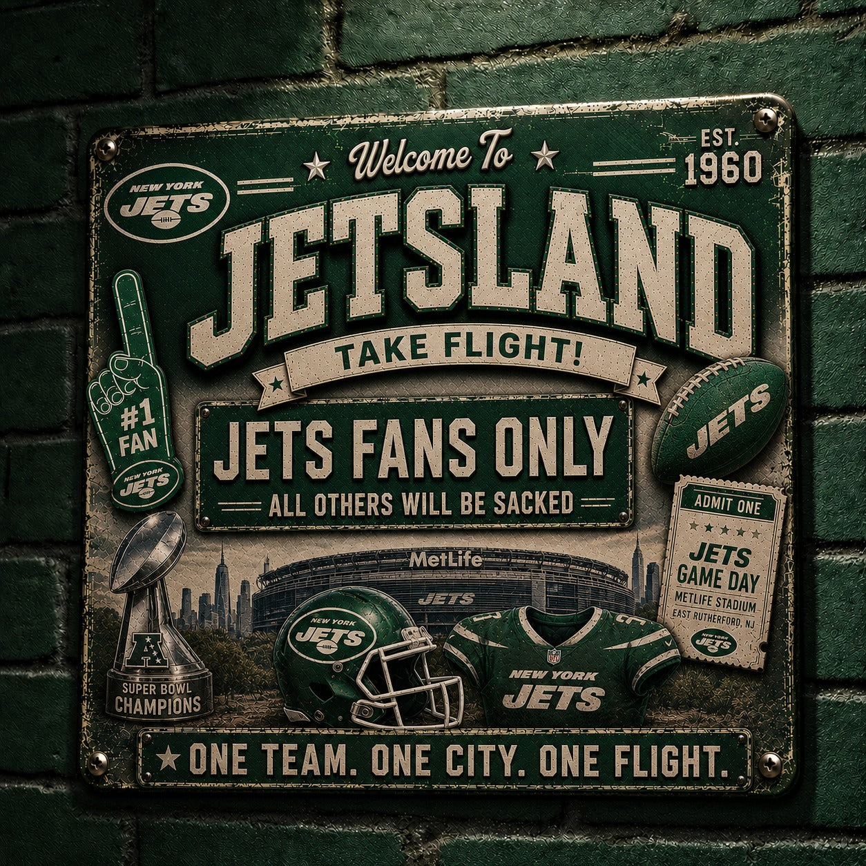 All Football Fans Teams Rustic Only Vintage Metal Sign - 5to9vibe