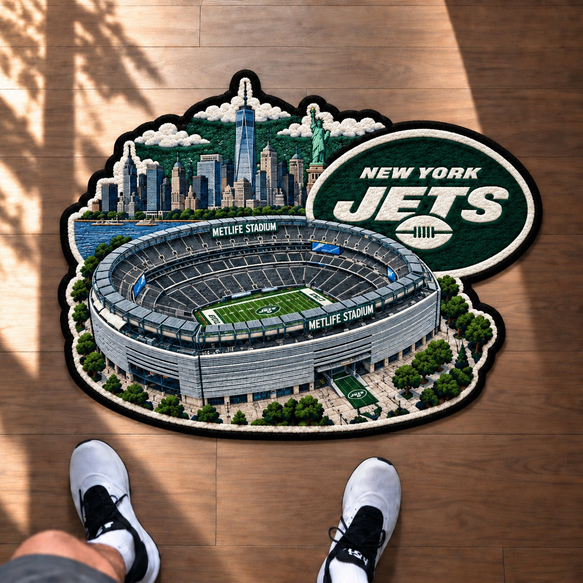All Football Teams Logo Stadium Area Baseball Fan Custom Shape Rug Print Premium Welcome Mat Washable Black Border Personalized Football Custom Shape Rug