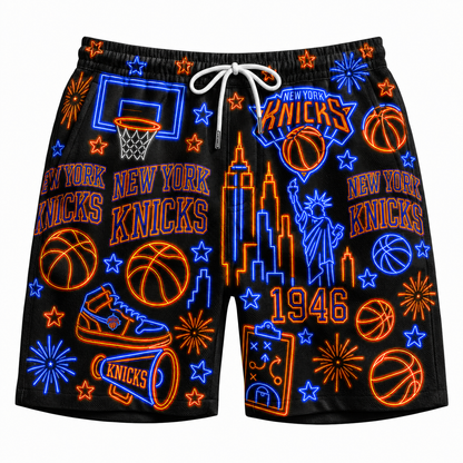 All Basketball Teams Neon Pattern Vibe Summer Party Button-Up Unisex Hawaiian Shirt For Men and Women