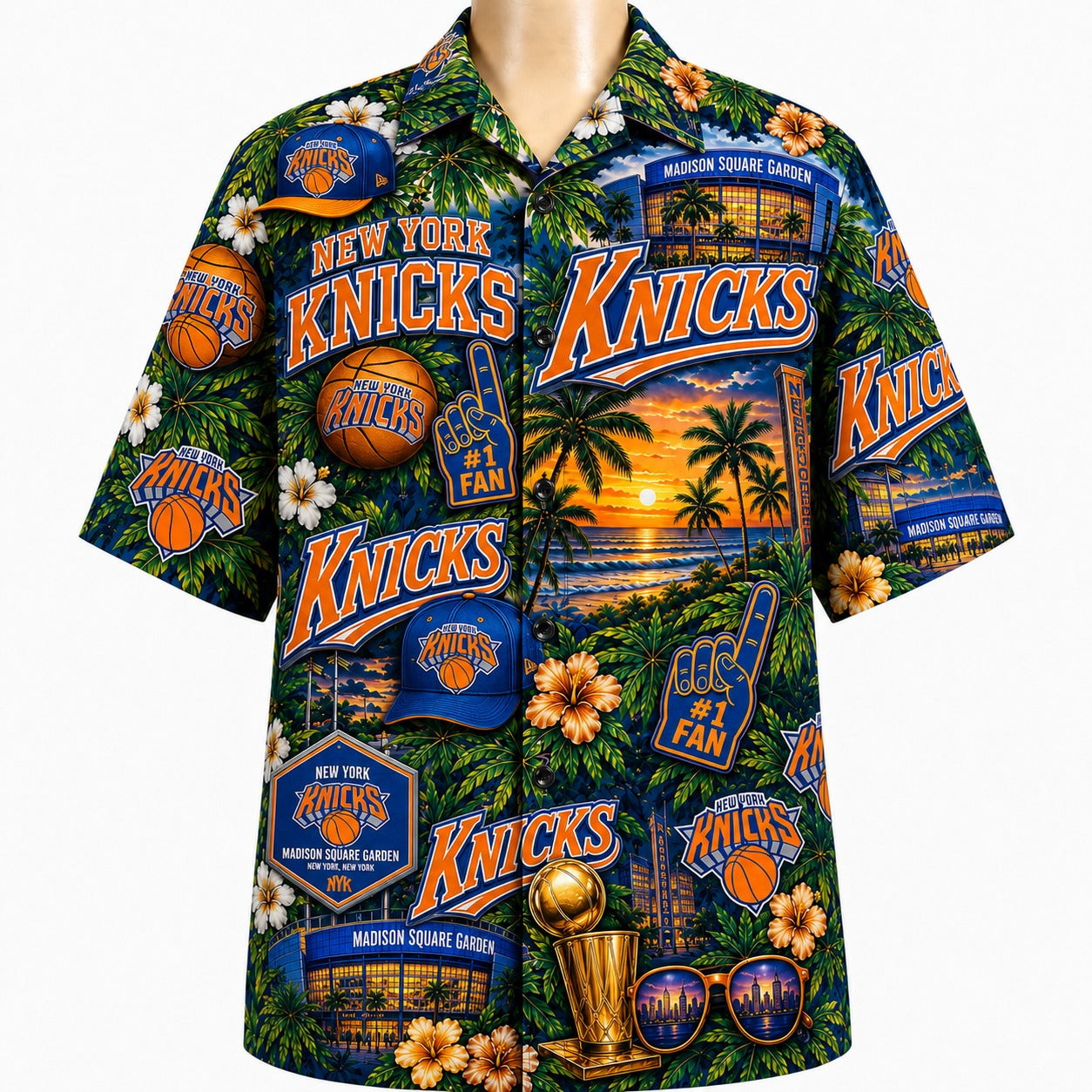 All Basketball Teams Tropical Sunset Paradise Pattern Vibe Summer Party Button-Up Unisex Hawaiian Shirt For Men and Women