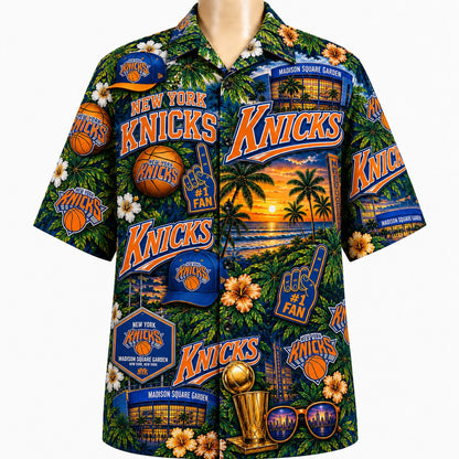 All Basketball Teams Tropical Sunset Paradise Pattern Vibe Summer Party Button-Up Unisex Hawaiian Shirt For Men and Women