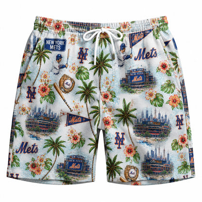 CC Baseball Teams Scenic Pattern Button-Up Unisex Hawaiian Shirt For Men and Women