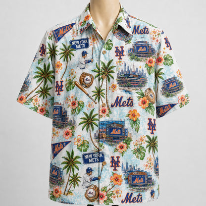 CC Baseball Teams Scenic Pattern Button-Up Unisex Hawaiian Shirt For Men and Women