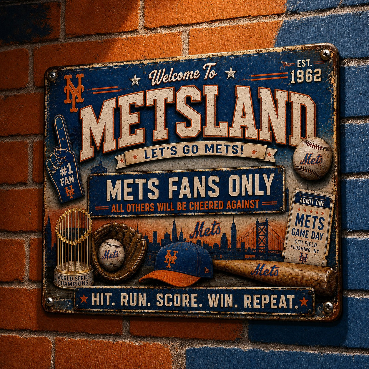 All Baseball Fans Teams Only Vintage Metal Sign - 5to9vibe