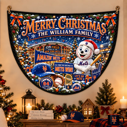 All Baseball Teams Personalized Christmas Night Bunting Flag - 5to9vibe