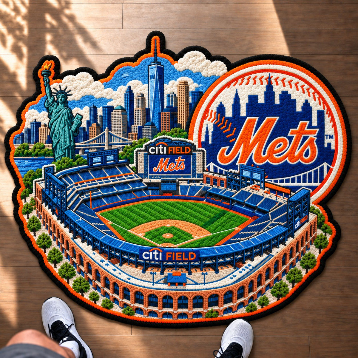 All Baseball Teams Logo Stadium Area Baseball Fan Custom Shape Rug Print Premium Welcome Mat Washable Black Border Personalized Baseball Custom Shape Rug