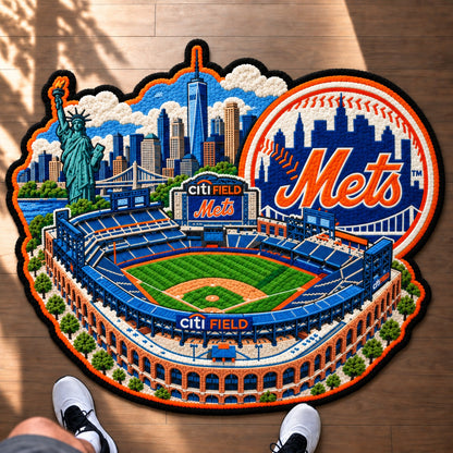 All Baseball Teams Logo Stadium Area Baseball Fan Custom Shape Rug Print Premium Welcome Mat Washable Black Border Personalized Baseball Custom Shape Rug