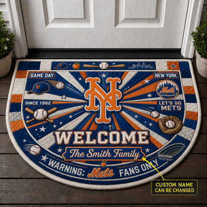 Official-Inspired Baseball Fan Custom Quilted Print Premium Welcome Mat Washable Black Border – Personalized Baseball Doormat