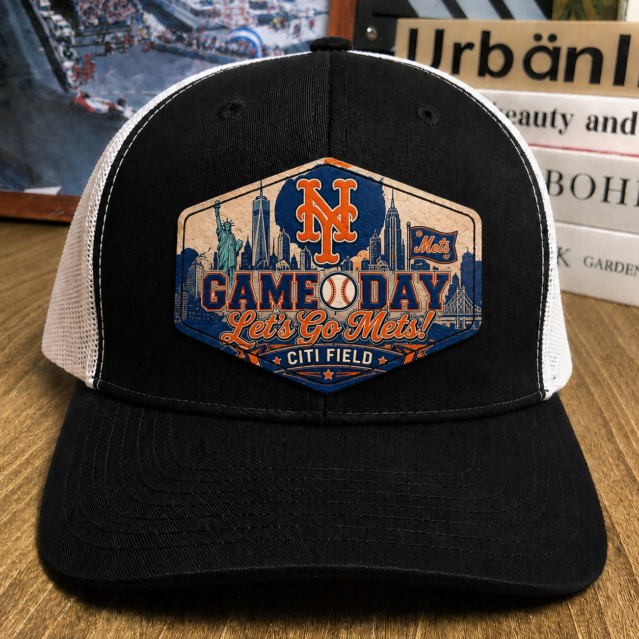All Teams Baseball Game Day Leather Patch Premium Mesh Snap Back Cap | Trucker Cap