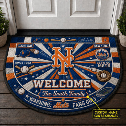 Official-Inspired Baseball Fan Custom Quilted Print Premium Welcome Mat Washable Black Border – Personalized Baseball Doormat