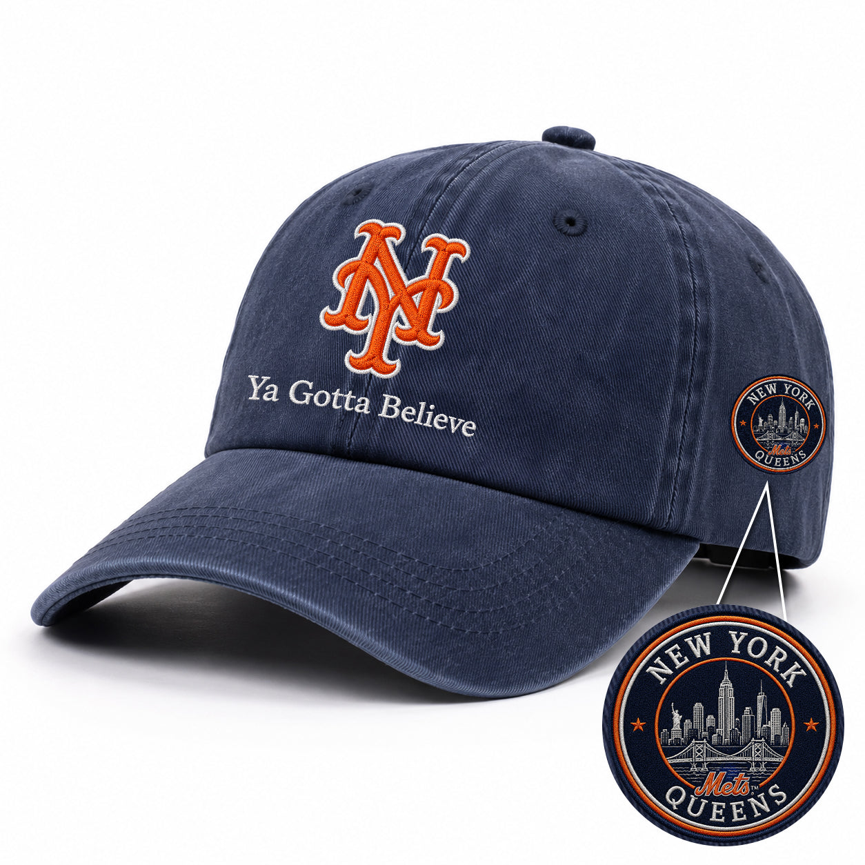 Baseball Team Slogan Cap All Teams Embroidered Logo Premium Wash Cap