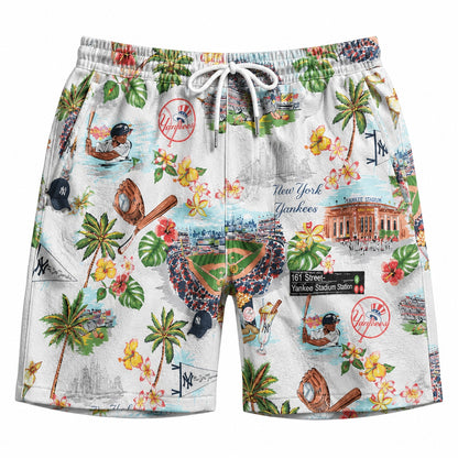 CC Baseball Teams Scenic Pattern Button-Up Unisex Hawaiian Shirt For Men and Women