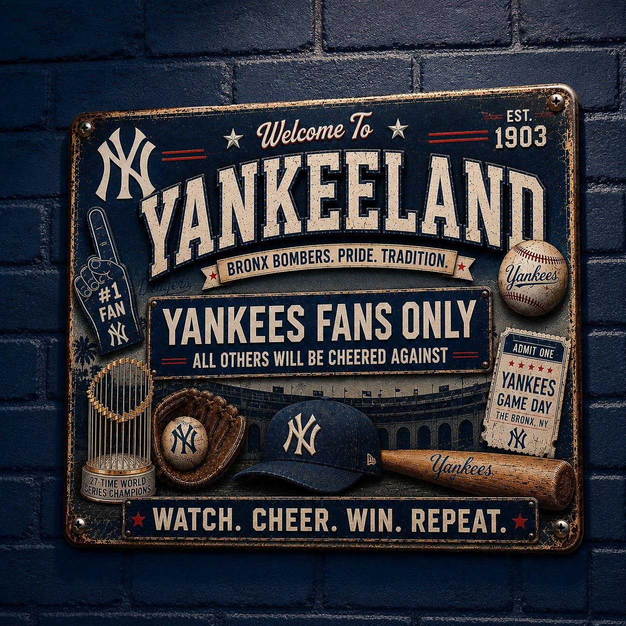 All Baseball Fans Teams Only Vintage Metal Sign - 5to9vibe
