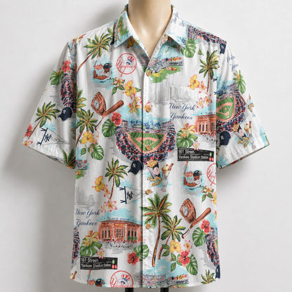 CC Baseball Teams Scenic Pattern Button-Up Unisex Hawaiian Shirt For Men and Women
