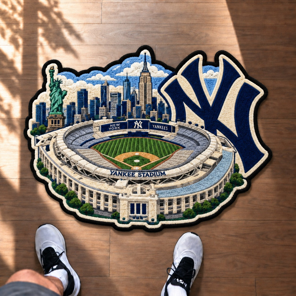 All Baseball Teams Logo Stadium Area Baseball Fan Custom Shape Rug Print Premium Welcome Mat Washable Black Border Personalized Baseball Custom Shape Rug