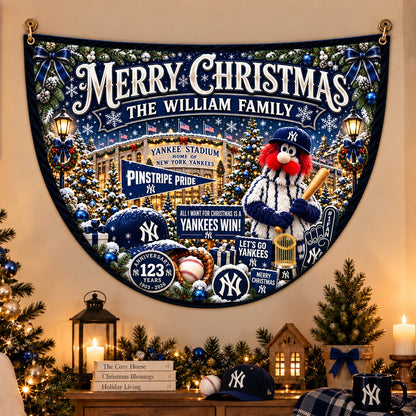 All Baseball Teams Personalized Christmas Night Bunting Flag - 5to9vibe