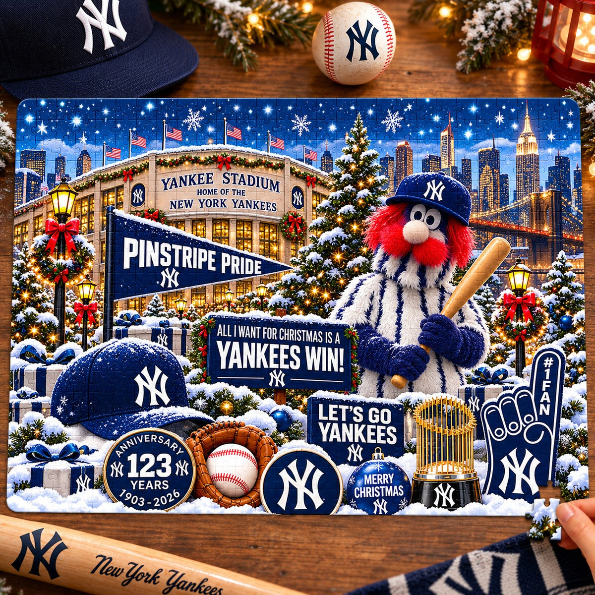 All Baseball Teams Baseball Stadium Personalized  Christmas Jigsaw Puzzle – Choose Your Team, 500 Pieces