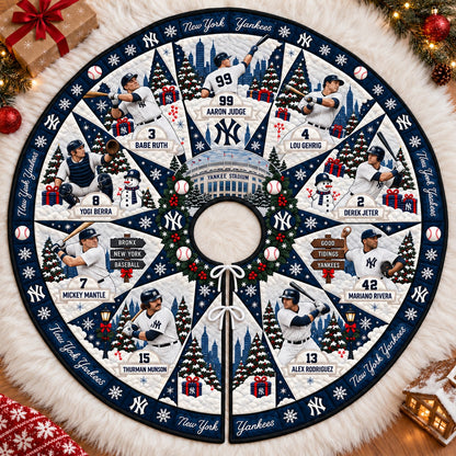 All Baseball Teams Vintage Players & Stadium Holiday Quilt Christmas Skirt Tree for Baseball Fans - 5To9Vibe
