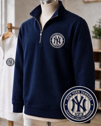 All Baseball Teams Embroidered Logo Anniversary  Premium Quarter Zip Sweatshirt, Inspired Quarter Zip Sweater, Unisex Baseball Sweatshirt