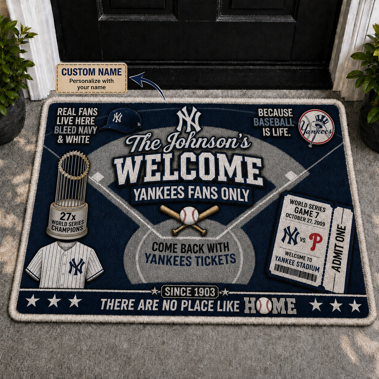 Alfombra personalizada de bienvenida premium de equipo de la MLB – Felpudo de béisbol personalizado
