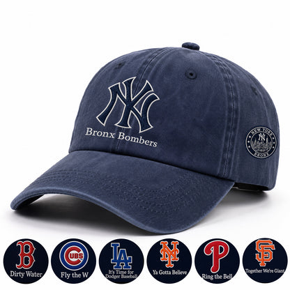 Baseball Team Slogan Cap All Teams Embroidered Logo Premium Wash Cap