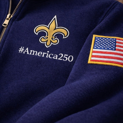 Football Logo America 250 Anniversary Embroidered Logo Premium Quarter Zip Sweatshirt, Inspired Quarter Zip Sweater