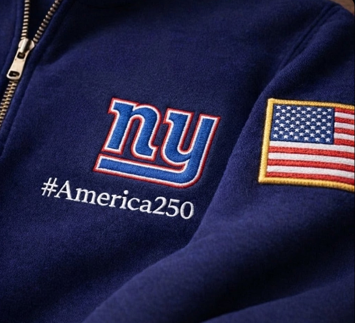 Football Logo America 250 Anniversary Embroidered Logo Premium Quarter Zip Sweatshirt, Inspired Quarter Zip Sweater