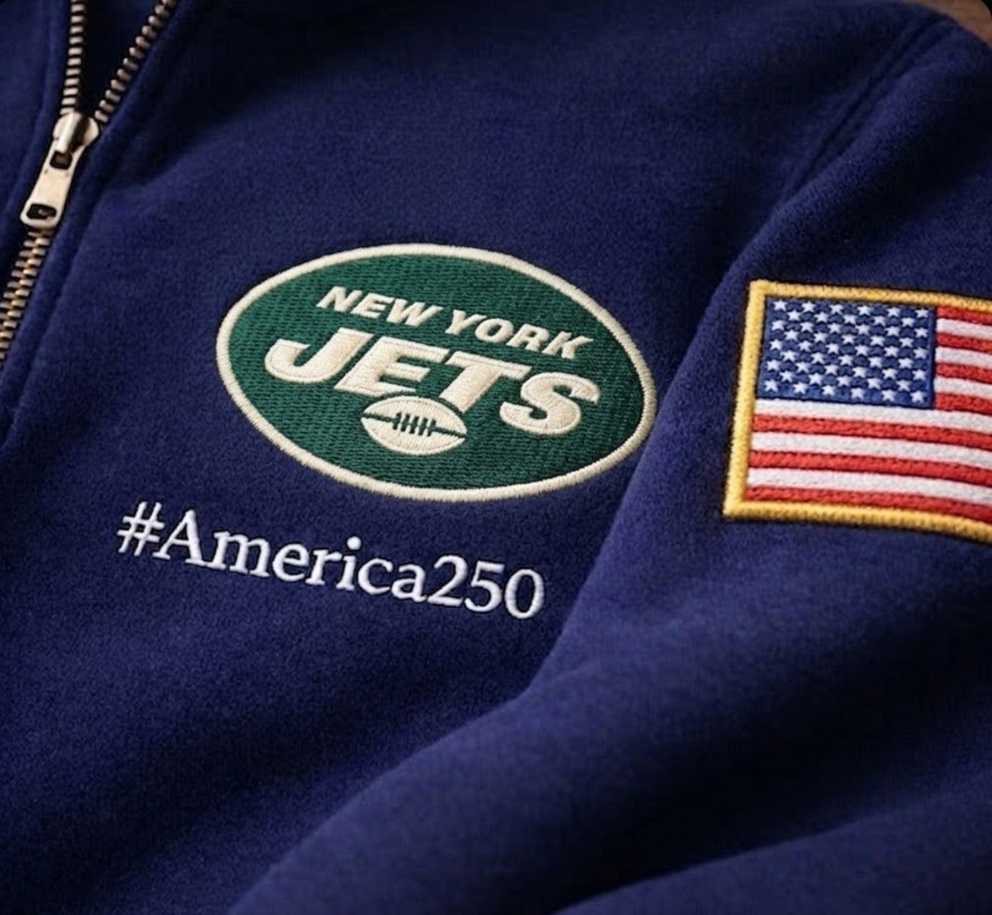 Football Logo America 250 Anniversary Embroidered Logo Premium Quarter Zip Sweatshirt, Inspired Quarter Zip Sweater