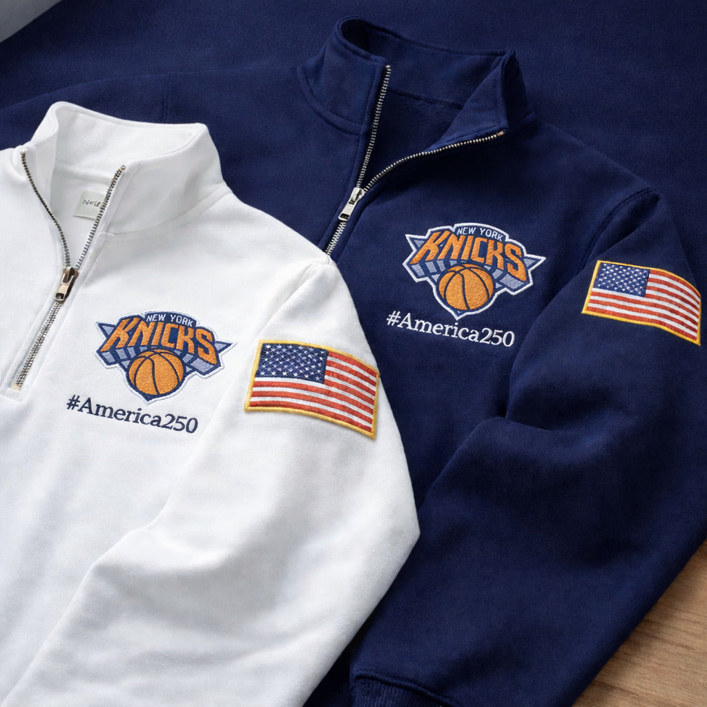 Basketball Logo America 250 Anniversary Anniversary Embroidered Logo Premium Quarter Zip Sweatshirt, Unisex Football Sweatshirt-Sweatshirts-5TO9VIBE