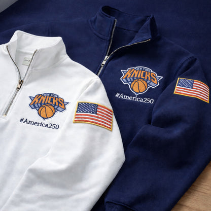 Basketball Logo America 250 Anniversary Anniversary Embroidered Logo Premium Quarter Zip Sweatshirt, Unisex Football Sweatshirt-Sweatshirts-5TO9VIBE