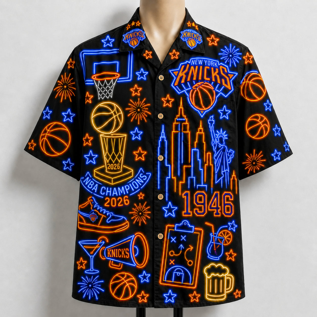 All Basketball Teams Neon Pattern Vibe Summer Party Button-Up Unisex Hawaiian Shirt For Men and Women-Hawaiian Shirt-5TO9VIBE