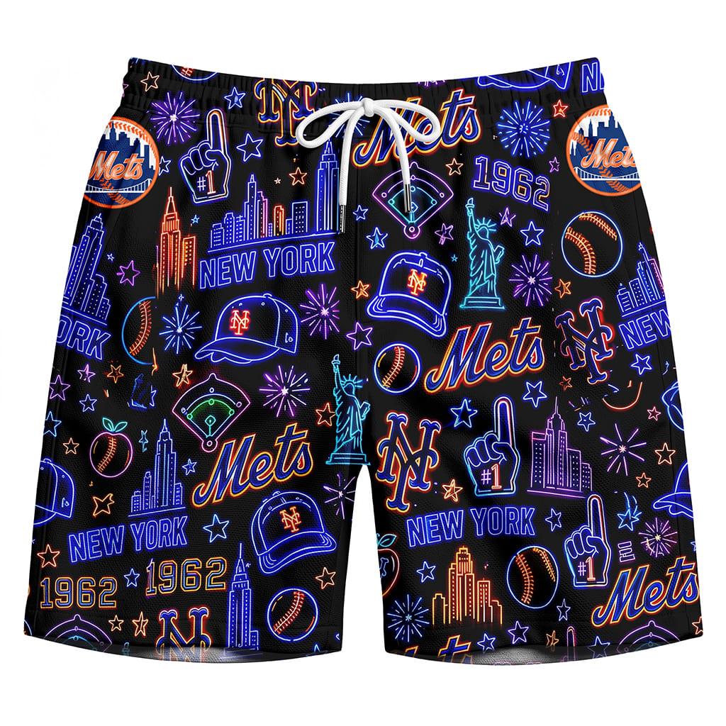 All Baseball Teams Neon Pattern Vibe Summer Party Button-Up Unisex Hawaiian Shirt For Men and Women