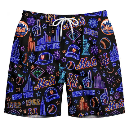 All Baseball Teams Neon Pattern Vibe Summer Party Button-Up Unisex Hawaiian Shirt For Men and Women