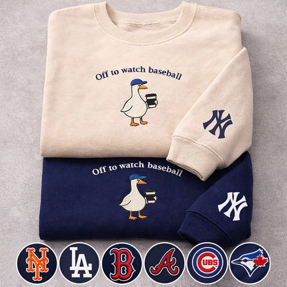 Off to watch Baseball Embroidered Logo Premium Quarter Zip Sweatshirt, Unisex Football Sweatshirt