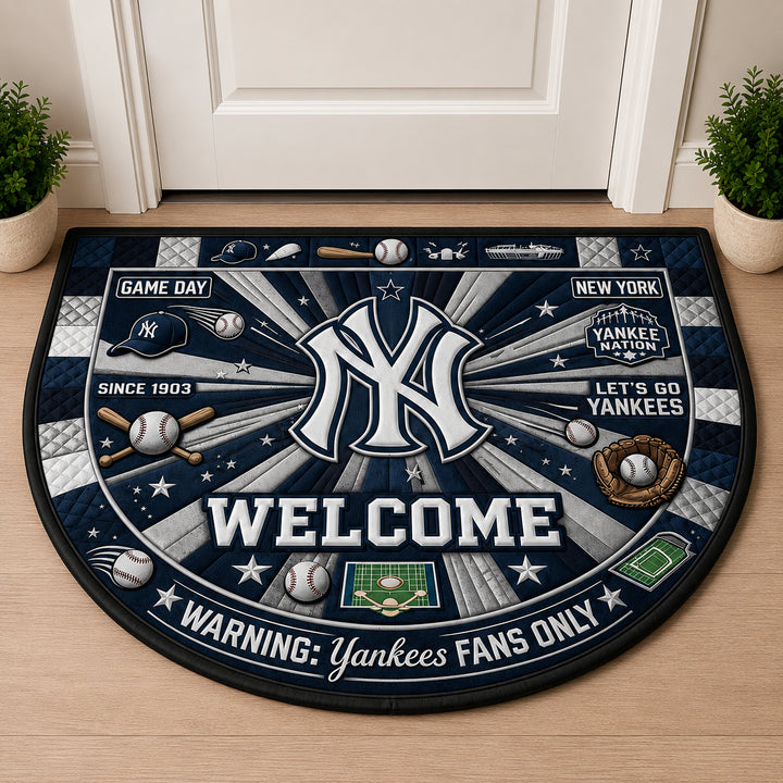 Baseball All Teams Custom Quilted Print Premium Welcome Mat Washable Black Border – Personalized Baseball Doormat