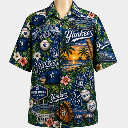 All Baseball Teams Tropical Sunset Paradise Pattern Vibe Summer Party Button-Up Unisex Hawaiian Shirt For Men and Women-Hawaiian Shirt-5TO9VIBE