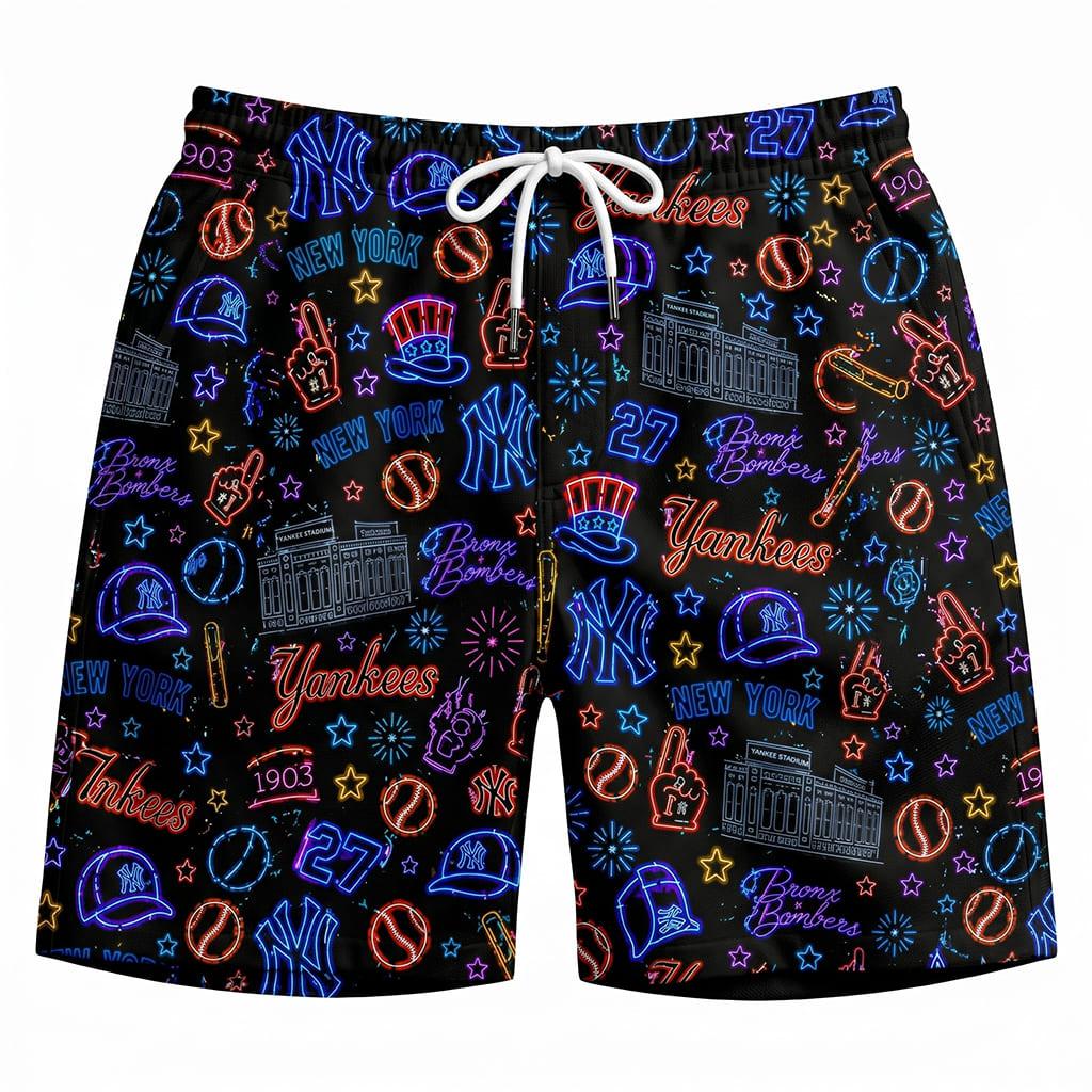 All Baseball Teams Neon Pattern Vibe Summer Party Button-Up Unisex Hawaiian Shirt For Men and Women