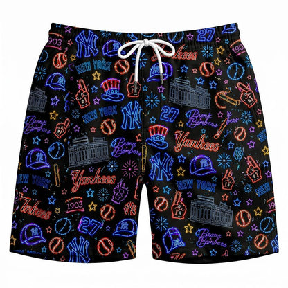 All Baseball Teams Neon Pattern Vibe Summer Party Button-Up Unisex Hawaiian Shirt For Men and Women